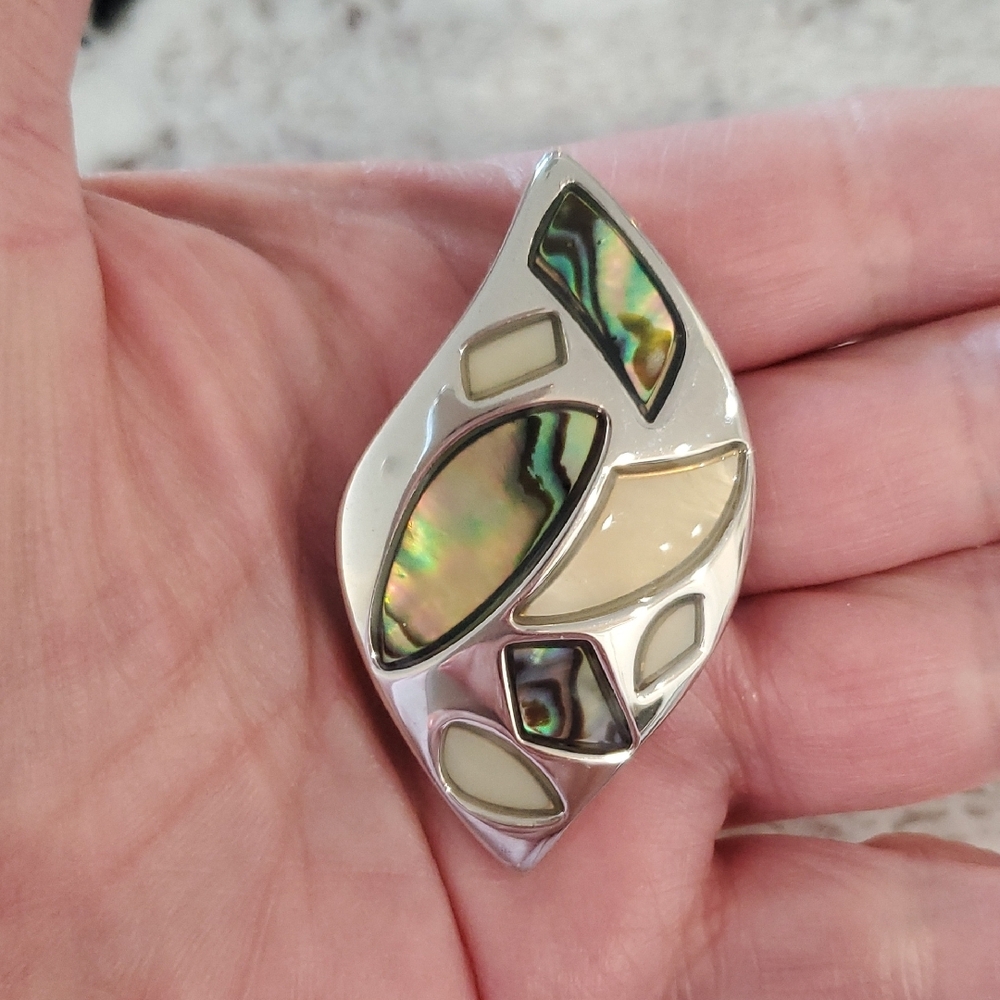 LIA SOPHIA "NATURE PRESERVE" SLIDE/PENDANT - MOTHER-OF-PEARL & ABALONE